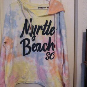 Basix of America Myrtle Beach Graphic Pastel Tie Dye Hoodie Size XL